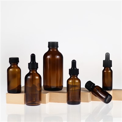 Borostyánsárga Boston kerek üvegpalack